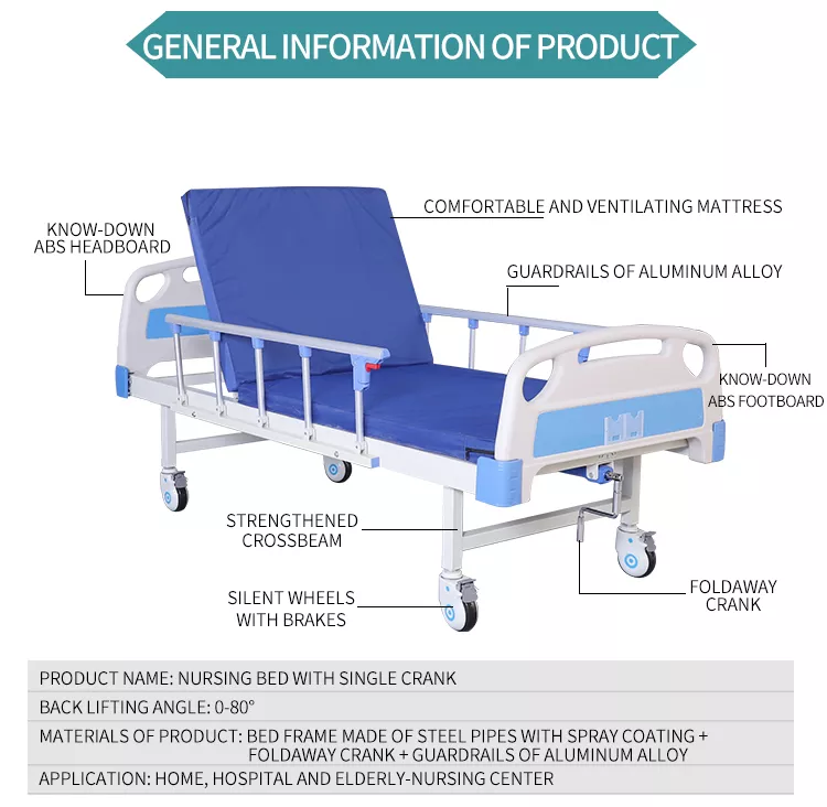 single crank hospital bed